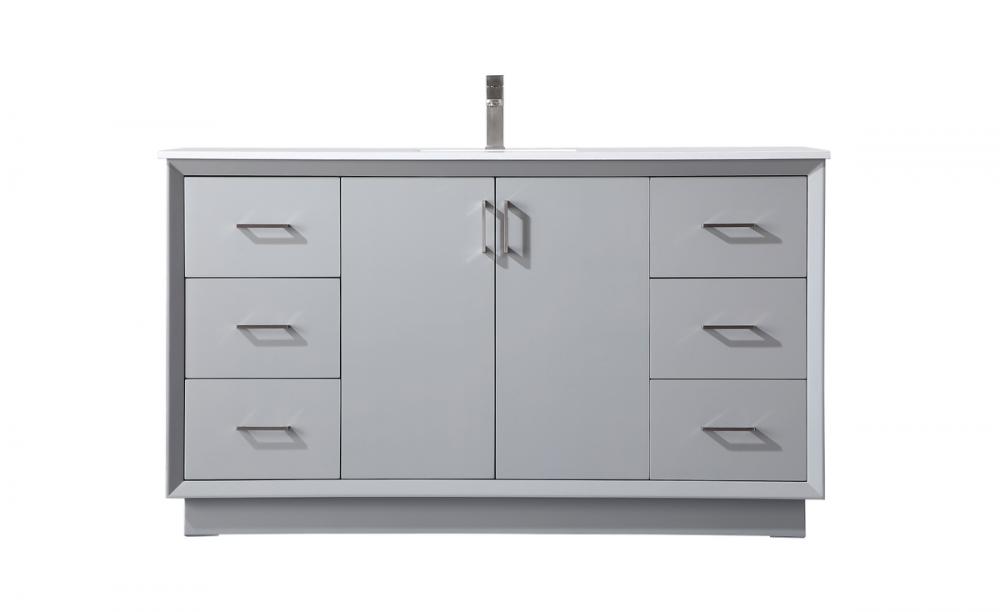 Vanity Cabinet 6Dw 2Dr 60&#34;W x 22&#34;D x 35&#34;H grey