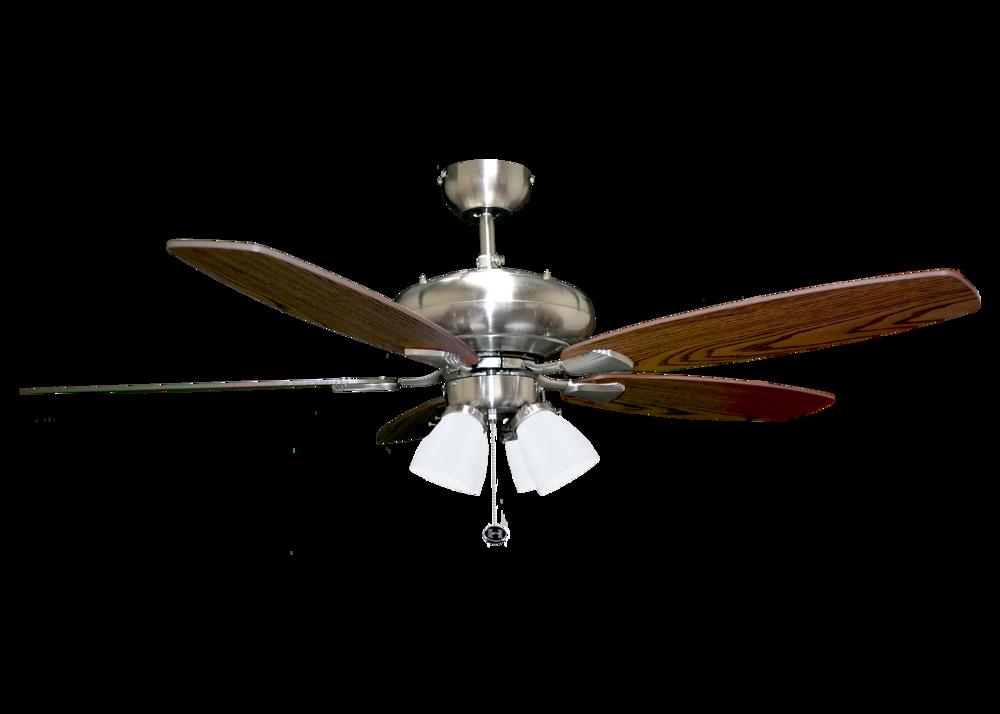 52&#34; 5-Blade UFO Fan NK Silver/Walnut Blades 4-Light Clear Glass LED Kit