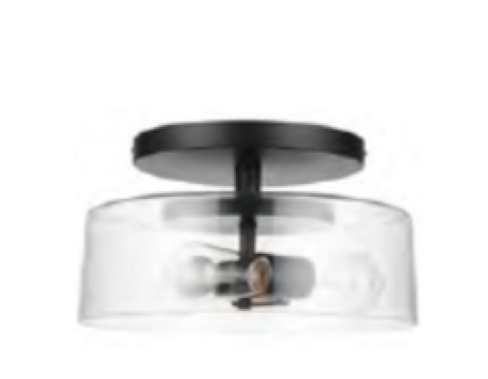 3-Light 15&#34; Clear Glass Semi-Flush Entry - MB