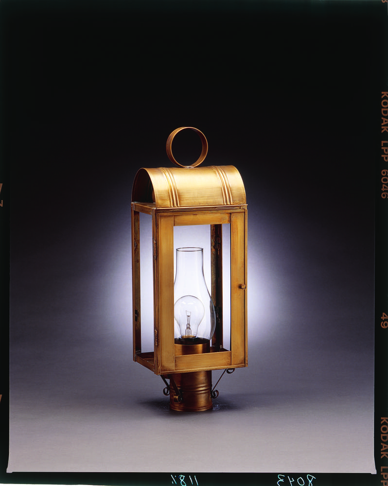 Culvert Top Post Dark Brass 2 Candelabra Sockets Clear Glass